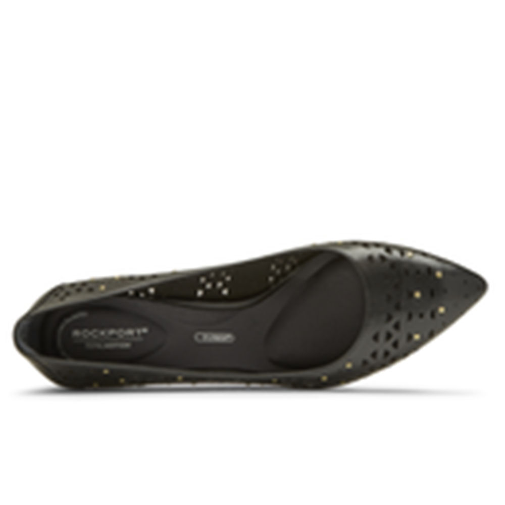 Sapatos De Salto Rockport Mulher Pretas - Total Motion 75Mm Perforated Studded - 67104CZLB